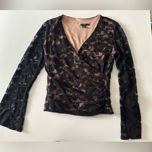 NWOT JS Boutique Lace/Beaded wrap blouse Medium